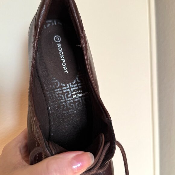 Rockport Womens Oxford Heels Size 9.5 Brown Leather Lace Up Comfort Retro Style - Picture 15 of 16